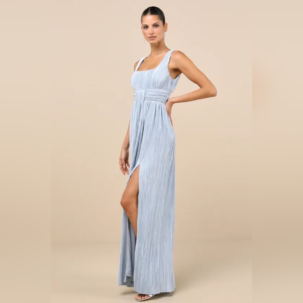 Elegant Icy Blue Maxi Dress